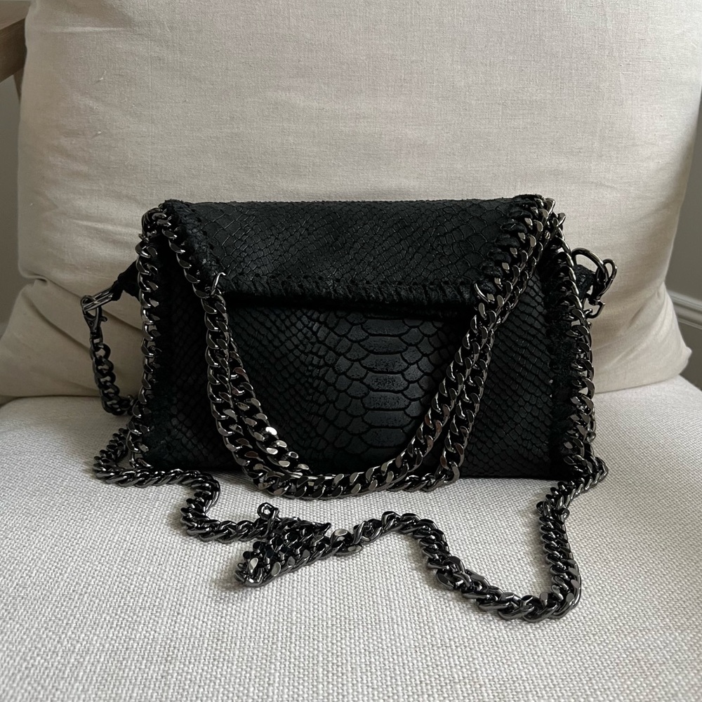 Snakeskin embossed leather crossbody